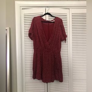 LOFT plus burgundy polka dot romper
